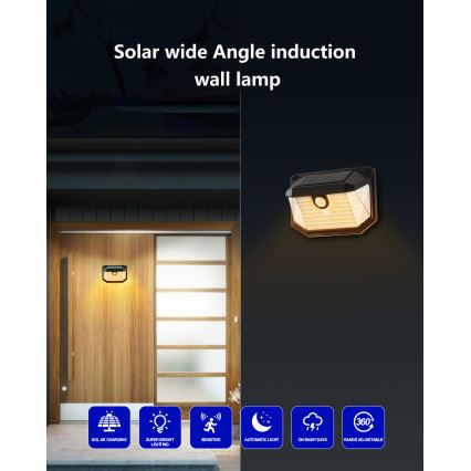 Brilagi - Aplique LED solar con sensor WALLIE LED/4W/5,5V 1200 mAh 3000K IP65