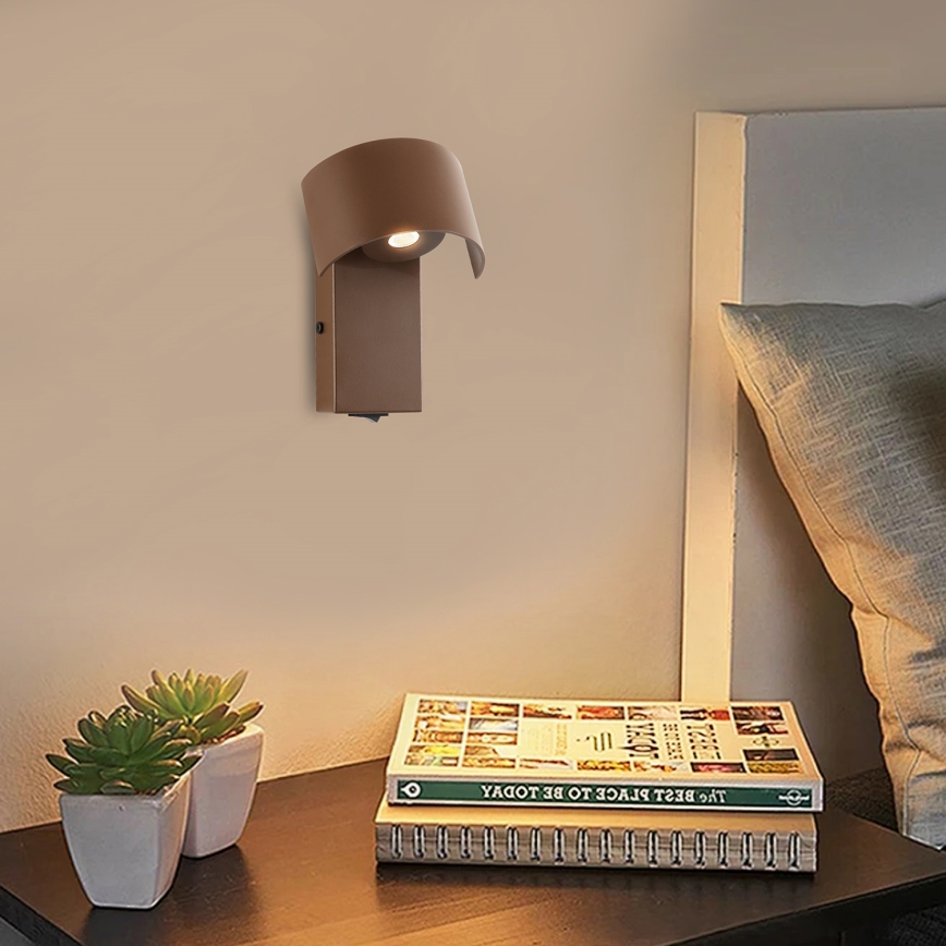 Brilagi - Aplique LED VASTO LED/3W/230V marrón