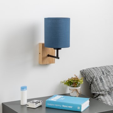 Brilagi - Aplique NUBILA WOOD 1xE27/25W/230V roble/azul oscuro