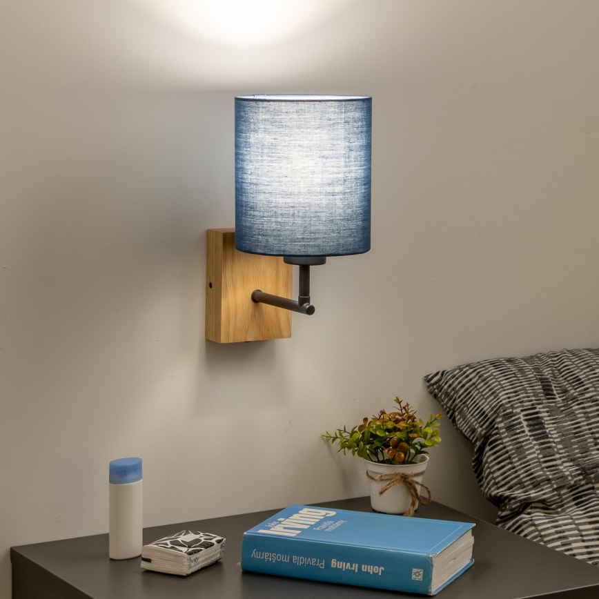 Brilagi - Aplique NUBILA WOOD 1xE27/25W/230V roble/azul oscuro