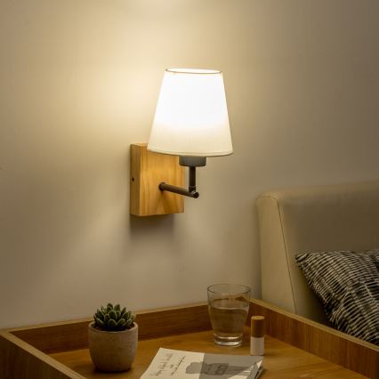 Brilagi - Aplique NUBILA WOOD 1xE27/25W/230V roble/blanco