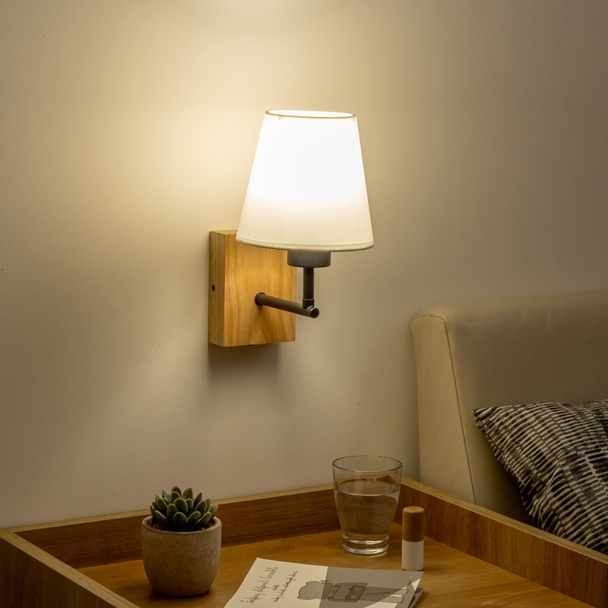 Brilagi - Aplique NUBILA WOOD 1xE27/25W/230V roble/blanco