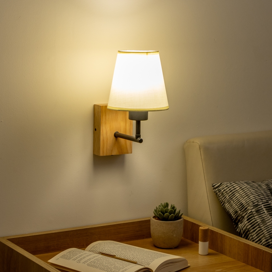 Brilagi - Aplique NUBILA WOOD 1xE27/25W/230V roble/color crema