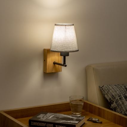 Brilagi - Aplique NUBILA WOOD 1xE27/25W/230V roble/gris