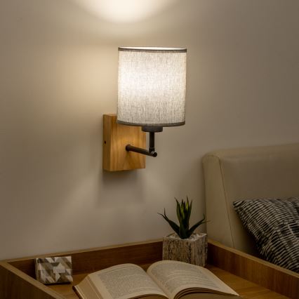 Brilagi - Aplique NUBILA WOOD 1xE27/25W/230V roble/gris