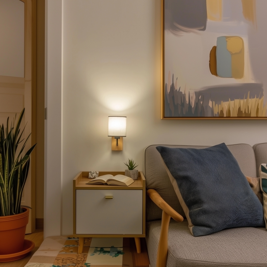 Brilagi - Aplique NUBILA WOOD 1xE27/25W/230V roble/gris
