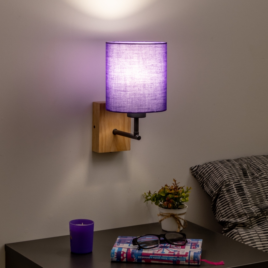 Brilagi - Aplique NUBILA WOOD 1xE27/25W/230V roble/morado