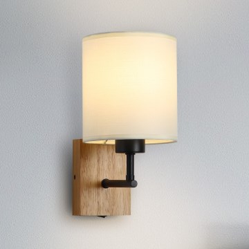 Brilagi - Aplique NUBILA WOOD 1xE27/25W/230V roble/negro/color crema