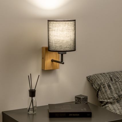 Brilagi - Aplique NUBILA WOOD 1xE27/25W/230V roble/negro