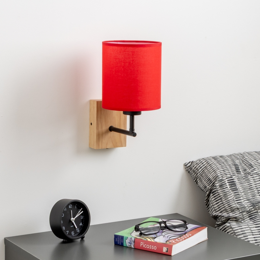 Brilagi - Aplique NUBILA WOOD 1xE27/25W/230V roble/rojo