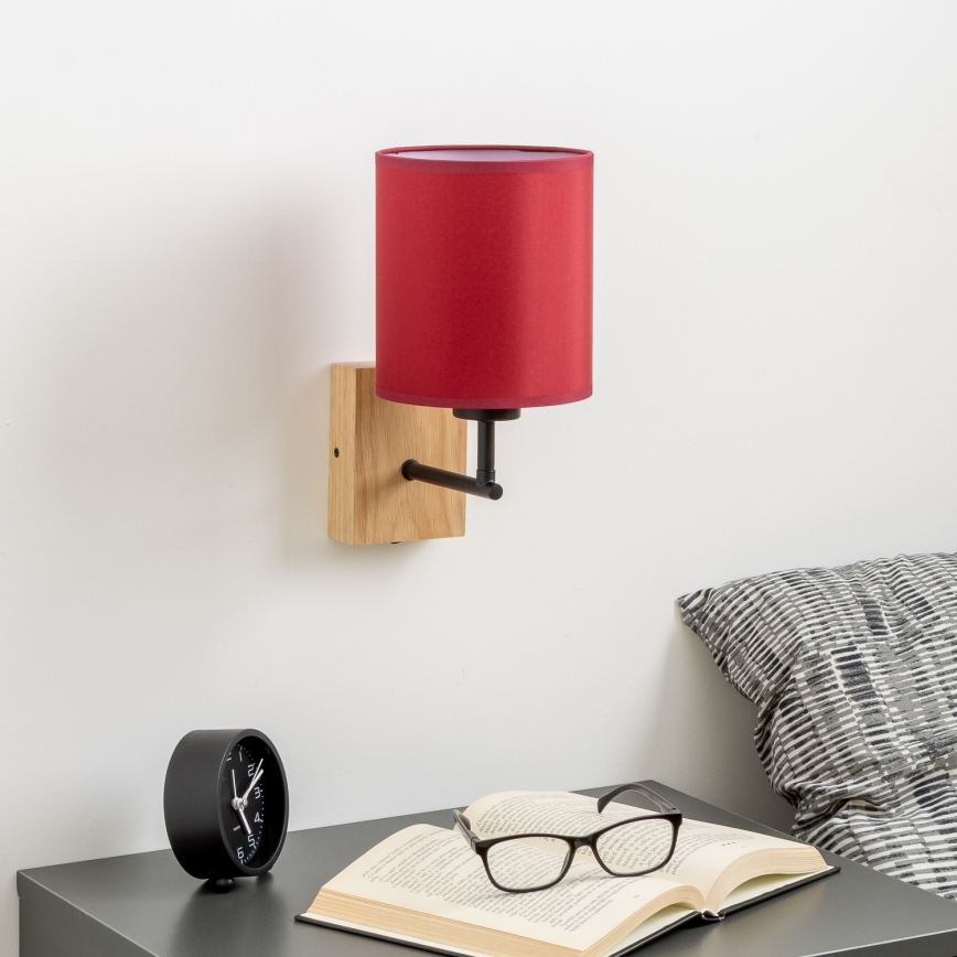 Brilagi - Aplique NUBILA WOOD 1xE27/25W/230V roble/rojo pompeyano