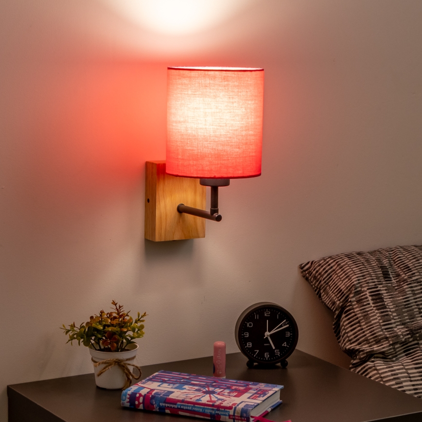 Brilagi - Aplique NUBILA WOOD 1xE27/25W/230V roble/rosa
