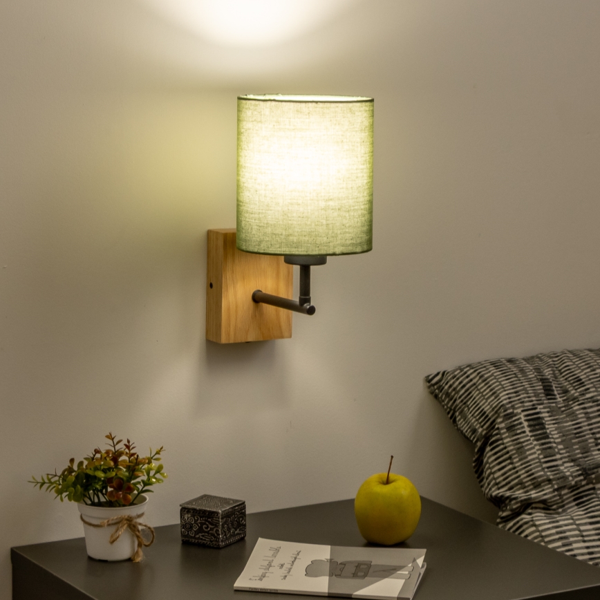 Brilagi - Aplique NUBILA WOOD 1xE27/25W/230V roble/verde