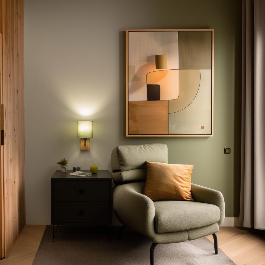 Brilagi - Aplique NUBILA WOOD 1xE27/25W/230V roble/verde