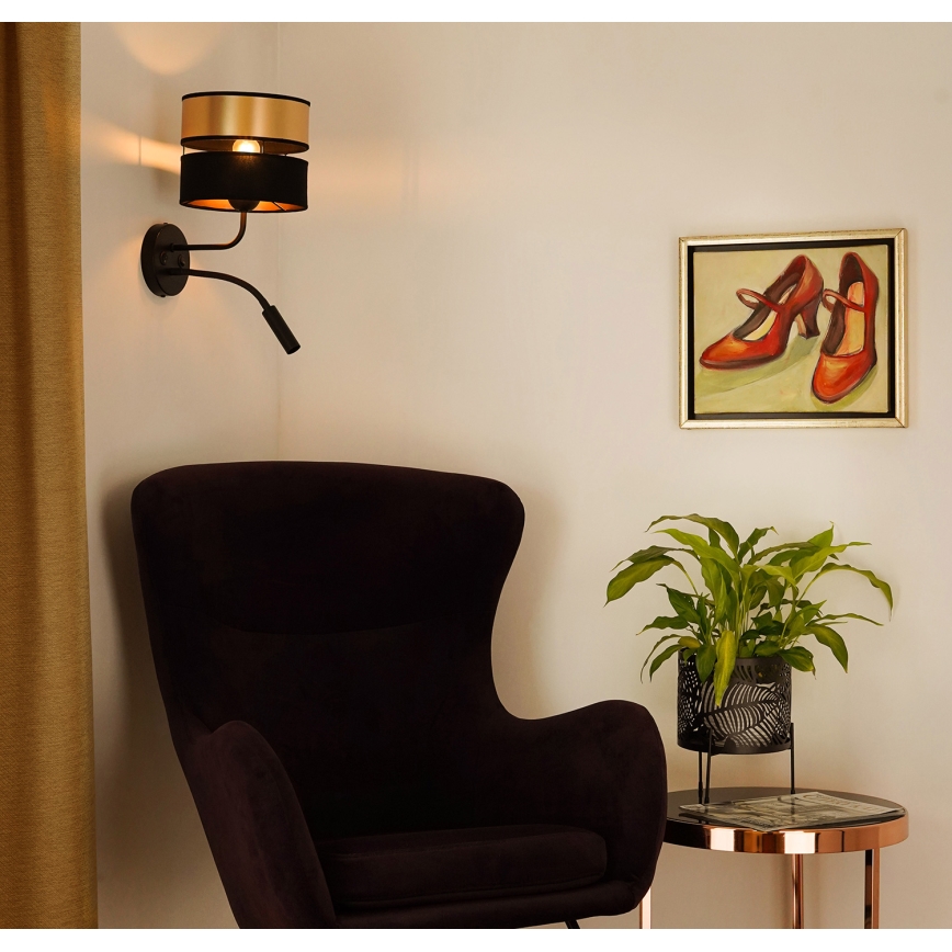 Brilagi - Aplique ROYAL 1xE27/15W/230V + 1xG9/3W negro/dorado