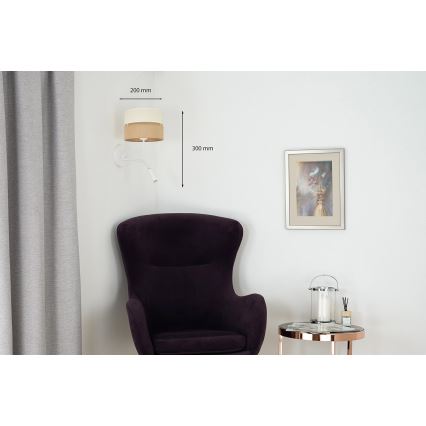 Brilagi - Aplique ROYAL YUTE 1xE27/15W/230V + 1xG9/6W beige/color crema/blanco