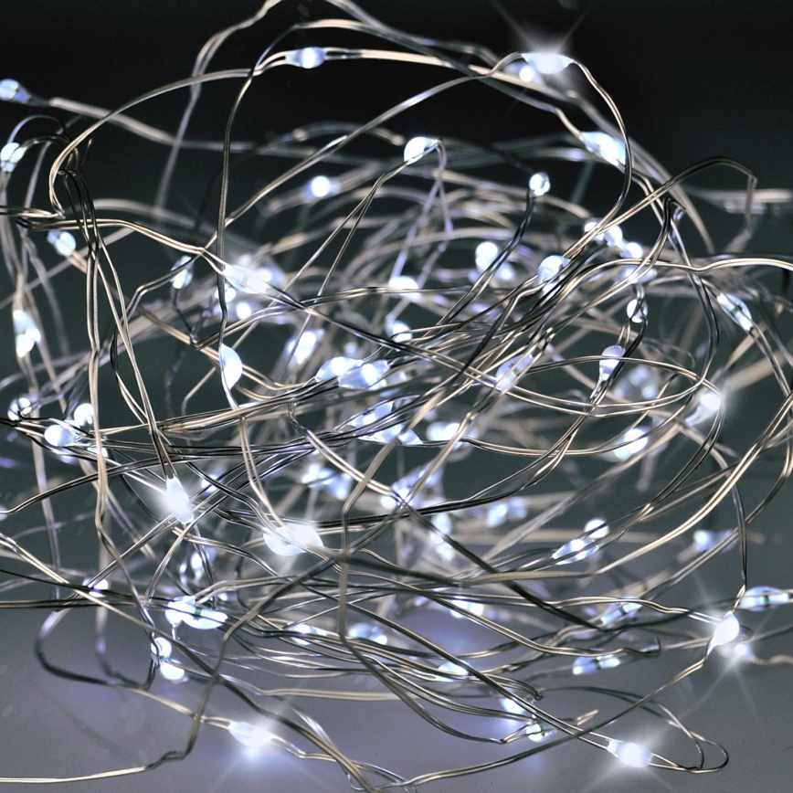 Brilagi - Cadena de luces de Navidad LED 100xLED/3xAA 10m blanco frío