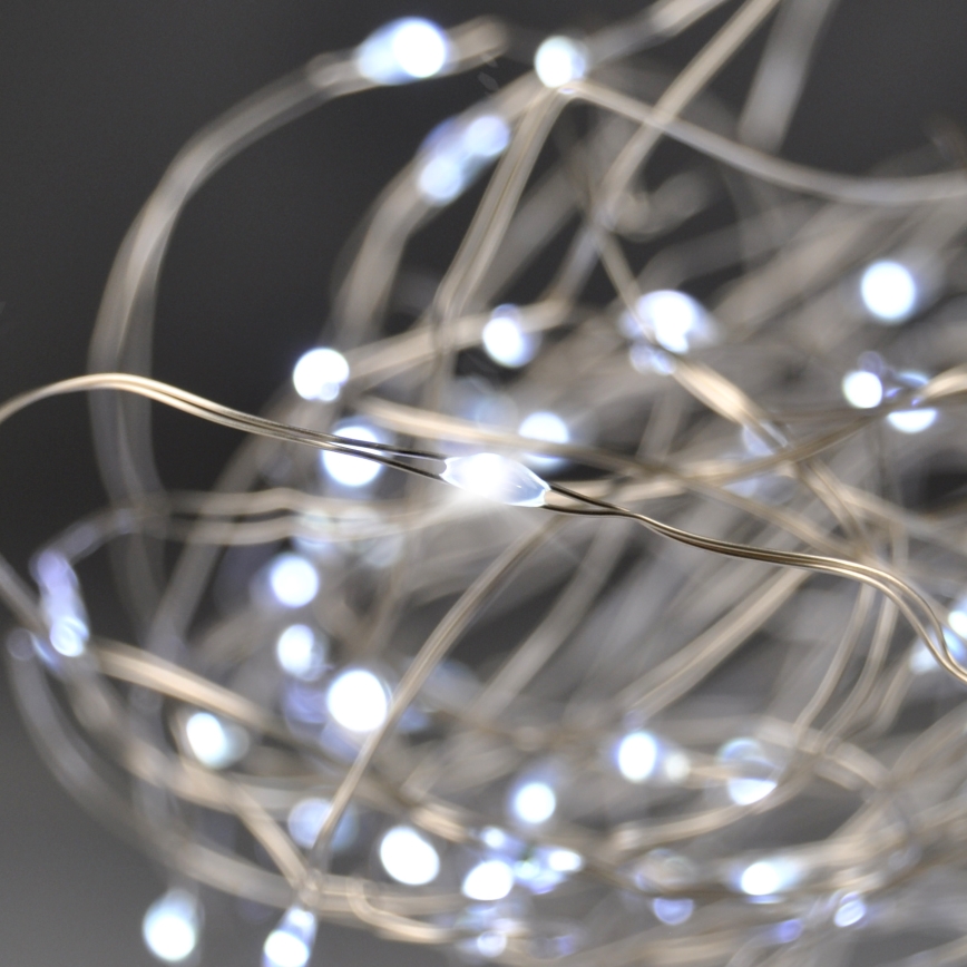 Brilagi - Cadena de luces de Navidad LED 100xLED/3xAA 10m blanco frío