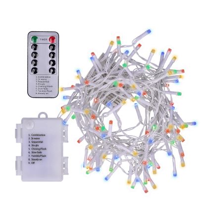 Brilagi - Cadena LED de Navidad para exteriores 120xLED/8 funciones/3xAA 9,5m IP44 multicolor + mando a distancia