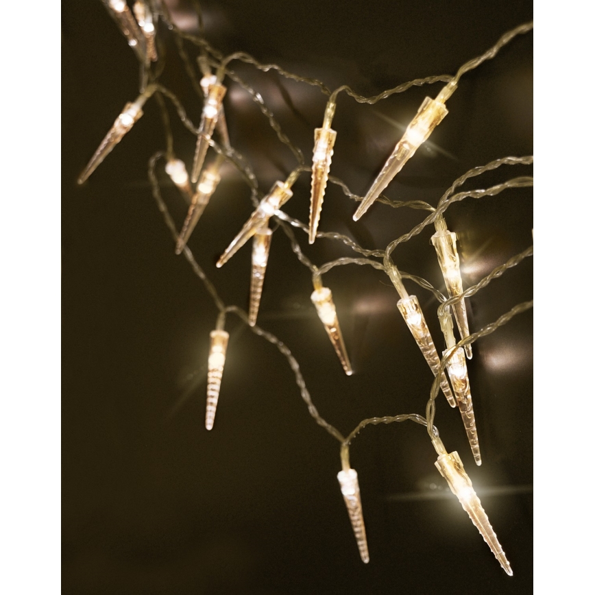 Brilagi - Cadena de Navidad LED para exteriores 50xLED/8 funciones/3xAA 8m IP44 blanco cálido