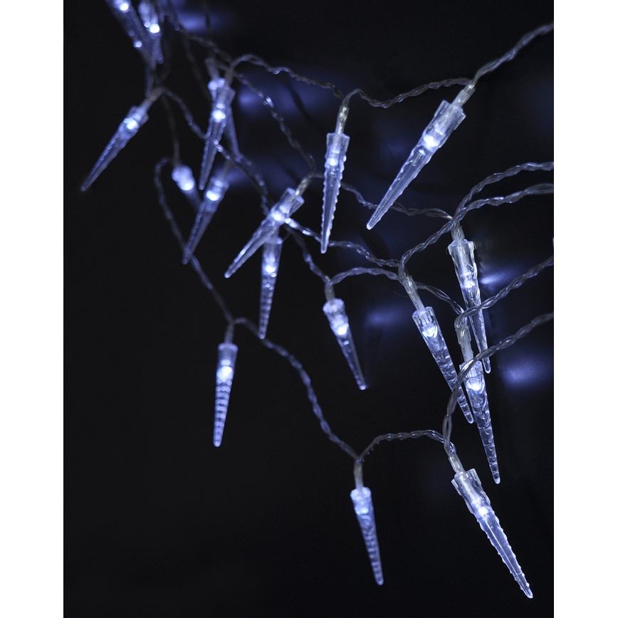 Brilagi - Cadena de Navidad LED para exteriores 50xLED/8 funciones/3xAA 8m IP44 blanco frío