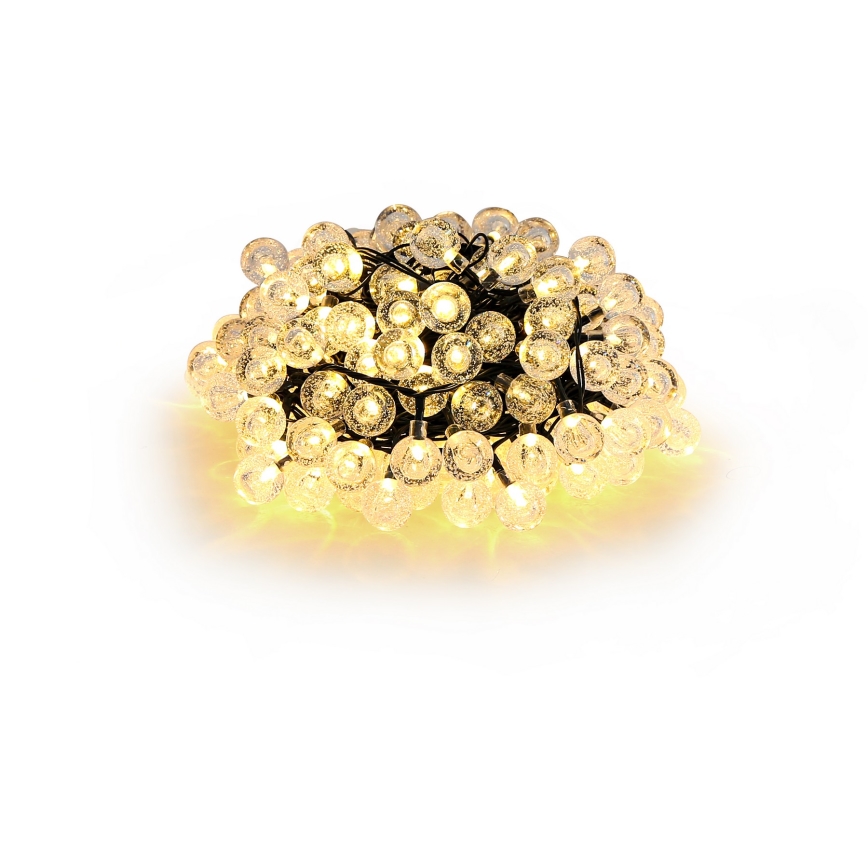 Brilagi - Cadena decorativa solar LED BUBBLE 100xLED/8 funciones 10m IP65 blanco cálido 600 mAh