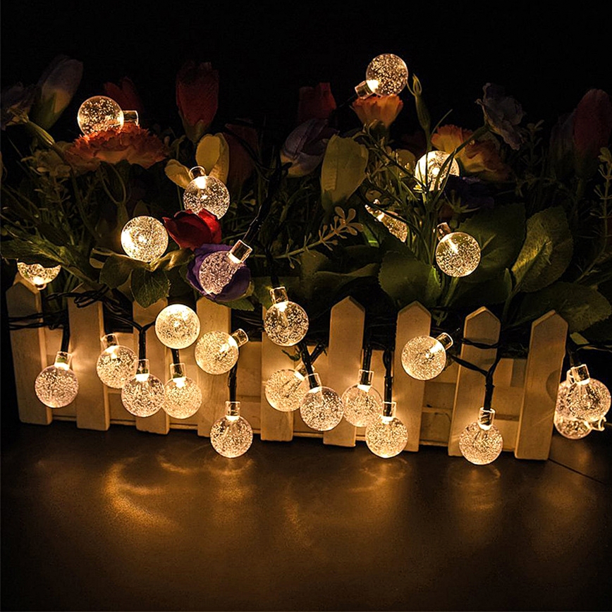 Brilagi - Cadena decorativa solar LED BUBBLE 50xLED/8 funciones 7m IP65 blanco cálido 600 mAh