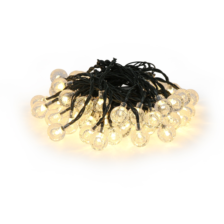 Brilagi - Cadena decorativa solar LED BUBBLE 50xLED/8 funciones 7m IP65 blanco cálido 600 mAh