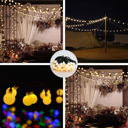 Brilagi - Cadena decorativa solar LED BUBBLE 50xLED/8 funciones 7m IP65 blanco cálido 600 mAh