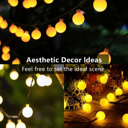 Brilagi - Cadena decorativa solar LED BUBBLE 50xLED/8 funciones 7m IP65 blanco cálido 600 mAh