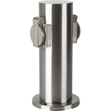 Brilagi - Columna de enchufe para exterior PILLAR 2Z SCHUKO 230V IP44 cromo mate