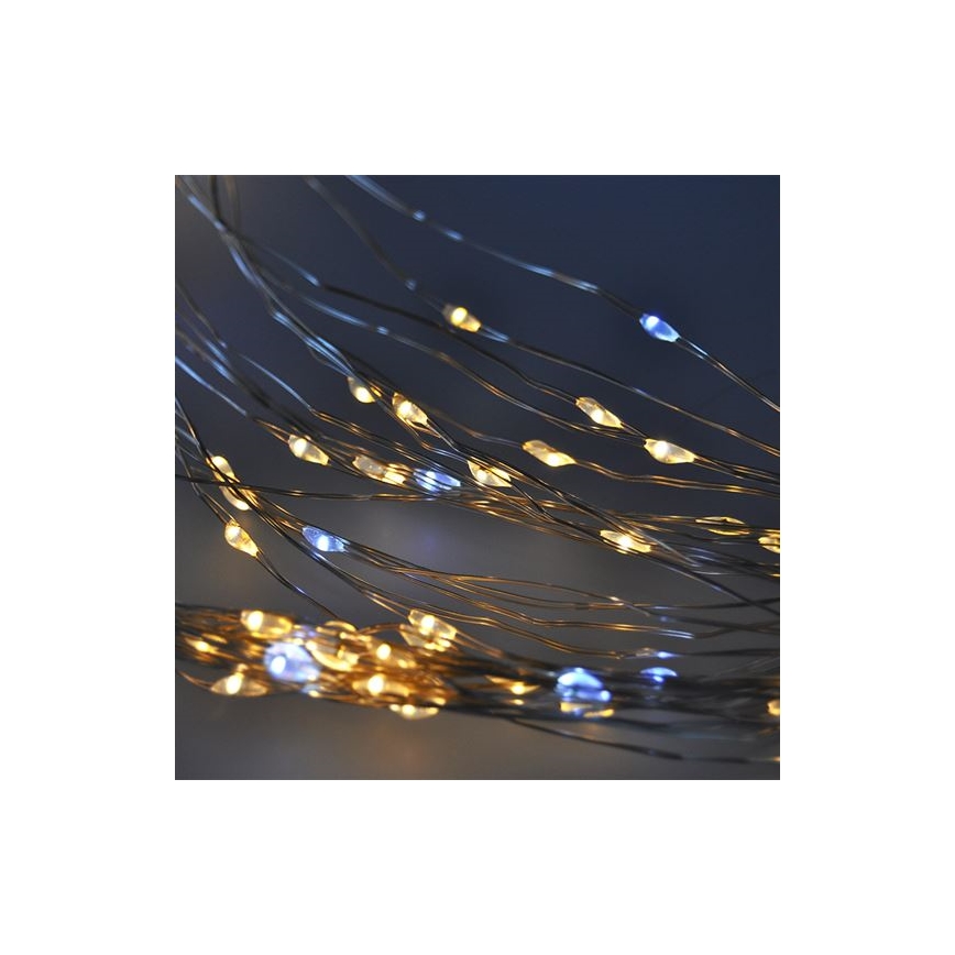 Brilagi - Cortina de Navidad LED 300xLED/8 funciones/3xAA/USB 1,2m blanco cálido