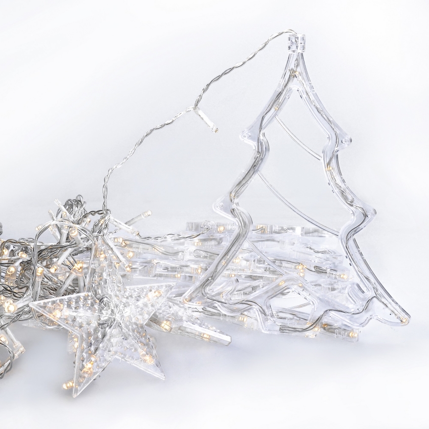Brilagi - Cortina LED de Navidad para exteriores 138xLED/3xAA 5m IP44 blanco cálido