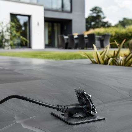 Brilagi - Enchufe de suelo empotrable de exterior IP55 rectangular cromo mate