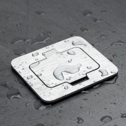 Brilagi - Enchufe de suelo empotrable de exterior IP55 rectangular cromo mate