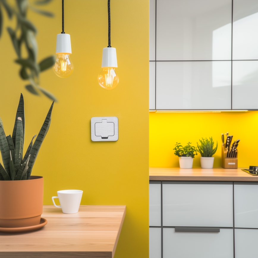Brilagi - Enchufe de suelo empotrable de exterior IP55 rectangular cromo mate