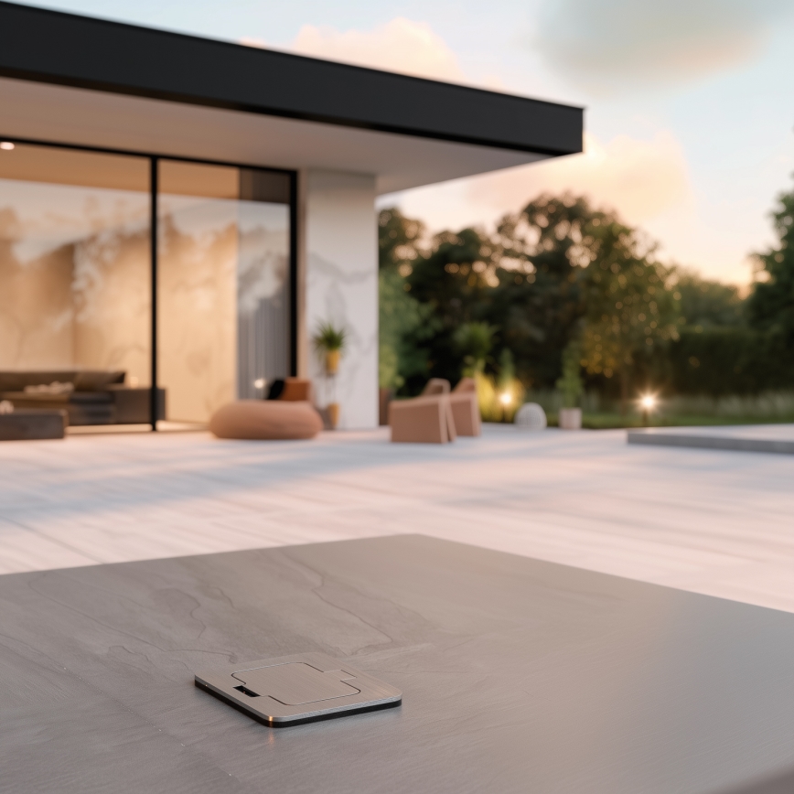 Brilagi - Enchufe de suelo empotrable de exterior IP55 rectangular cromo mate