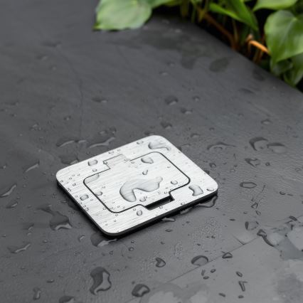 Brilagi - Enchufe de suelo empotrable de exterior IP55 rectangular cromo mate