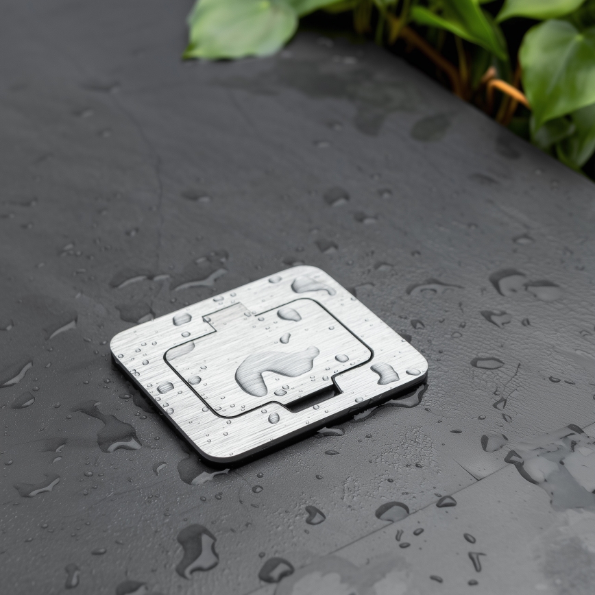 Brilagi - Enchufe de suelo empotrable de exterior IP55 rectangular cromo mate
