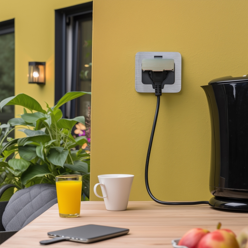 Brilagi - Enchufe de suelo empotrable de exterior IP55 rectangular cromo mate