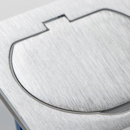 Brilagi - Enchufe doble de suelo empotrable de exterior IP55 rectangular plata