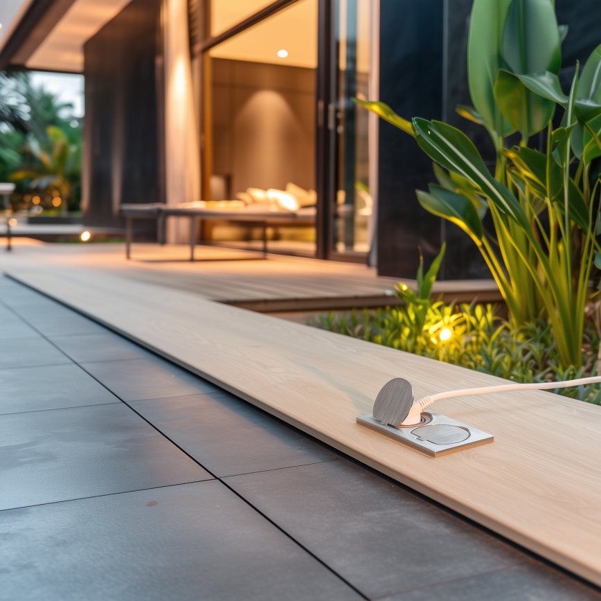 Brilagi - Enchufe doble de suelo empotrable de exterior IP55 rectangular plata