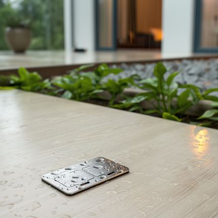 Brilagi - Enchufe doble de suelo empotrado para exterior IP55 rectangular cromo mate