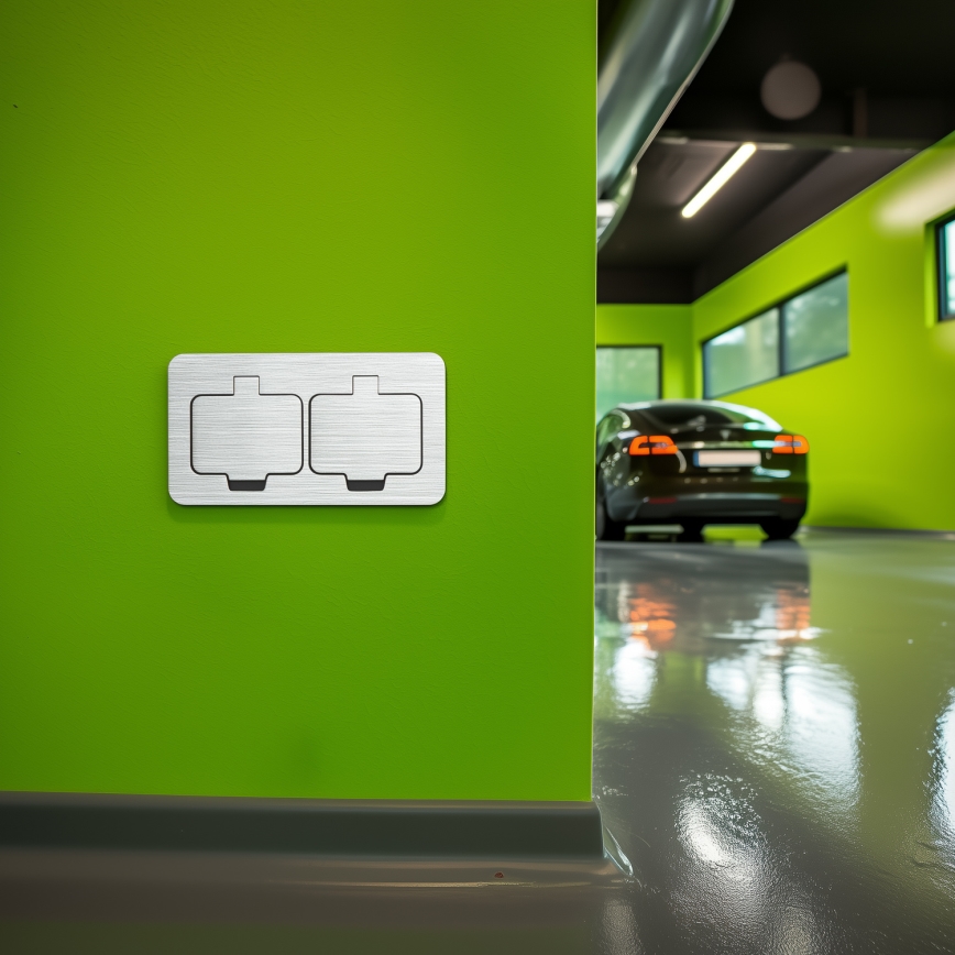 Brilagi - Enchufe doble de suelo empotrado para exterior IP55 rectangular cromo mate