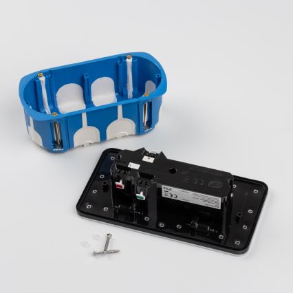 Brilagi - Enchufe doble de suelo empotrado para exterior IP55 rectangular cromo mate