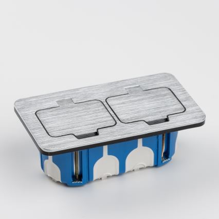 Brilagi - Enchufe doble de suelo empotrado para exterior IP55 rectangular cromo mate