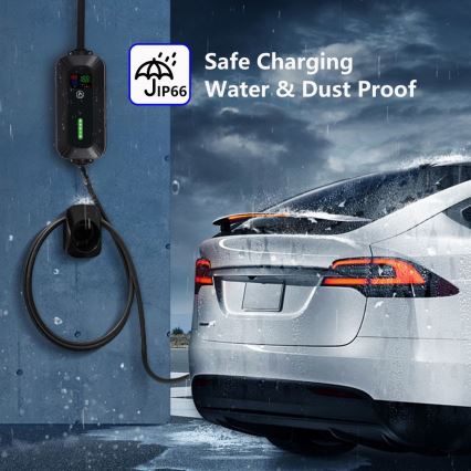 Brilagi - Estación de carga para coches eléctricos FAST AC Tipo 2 16A/380V 11kW + enchufe 230V, 3,7kW 5m + estuche
