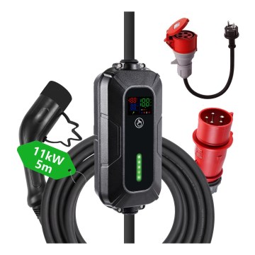 Brilagi - Estación de carga para coches eléctricos FAST AC Tipo 2 16A/380V 11kW + enchufe 230V, 3,7kW 5m + estuche