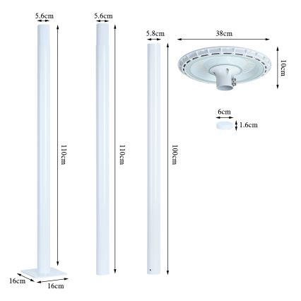 Brilagi - Farola LED URBANSPARK LED/120W/230V blanco IP65