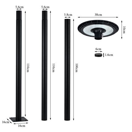 Brilagi - Farola LED URBANSPARK LED/120W/230V negro IP65